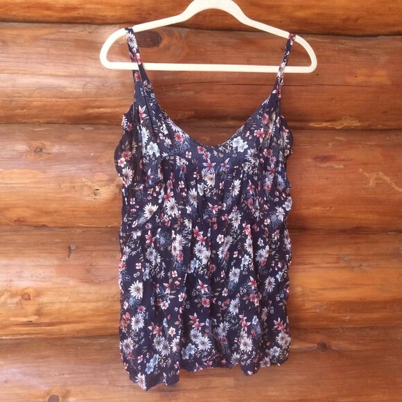 Torrid Blue Floral Flutter Ruffle Boho Festival Adjustable Tank Top Size 2 (2X) - Picture 2 of 5